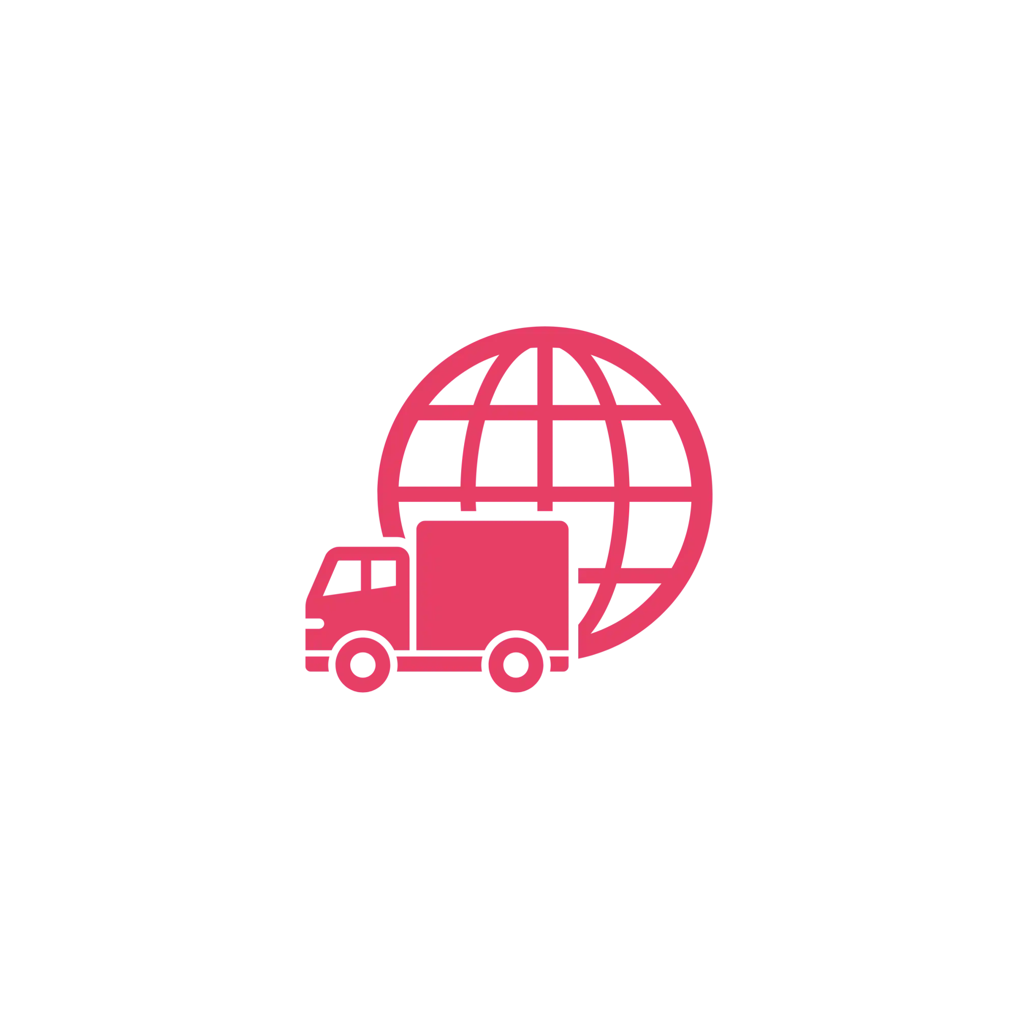 Pixelated global delivery icon.